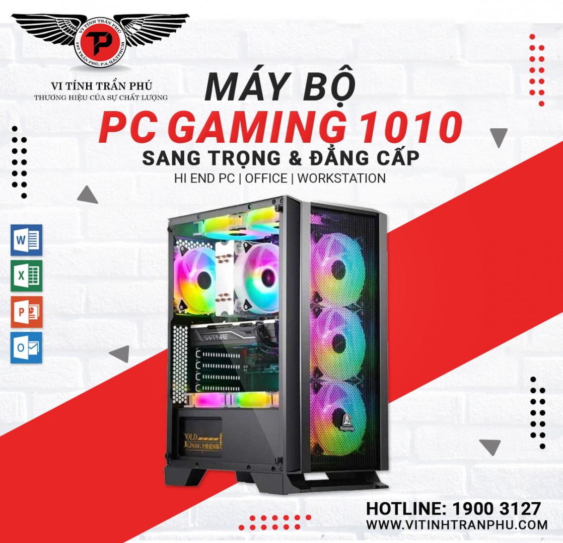 MÁY BỘ PC GAMING 1010 : i5 10400F/MAIN B460/DDR4 8G/GTX1650 4G/SSD 120G/500W
