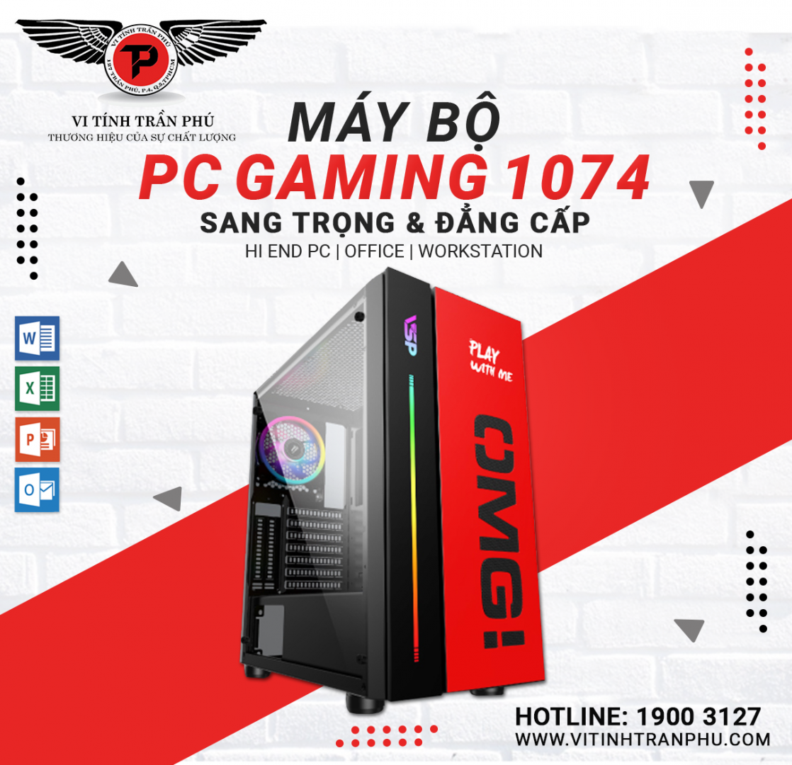 MÁY BỘ PC GAMING 1074 : I7 10700F/MAINZ490/8G/SSD128G/GTX1050TI 4G/650W