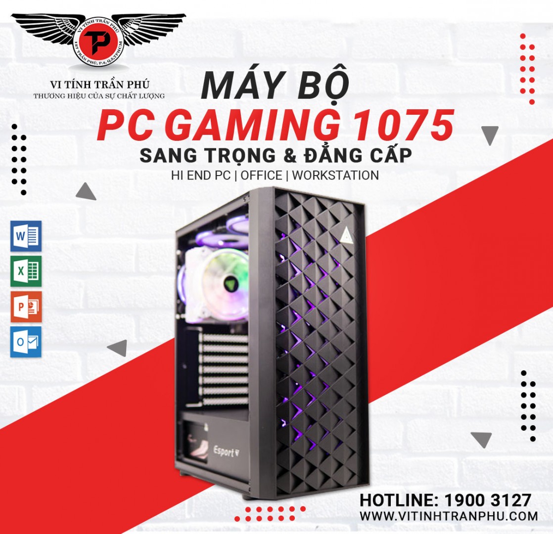 MÁY BỘ PC GAMING 1075: I7 10700F/MAIN Z490/DDR4 16G/SSD128GBG/VGA GT730 2GB/500W