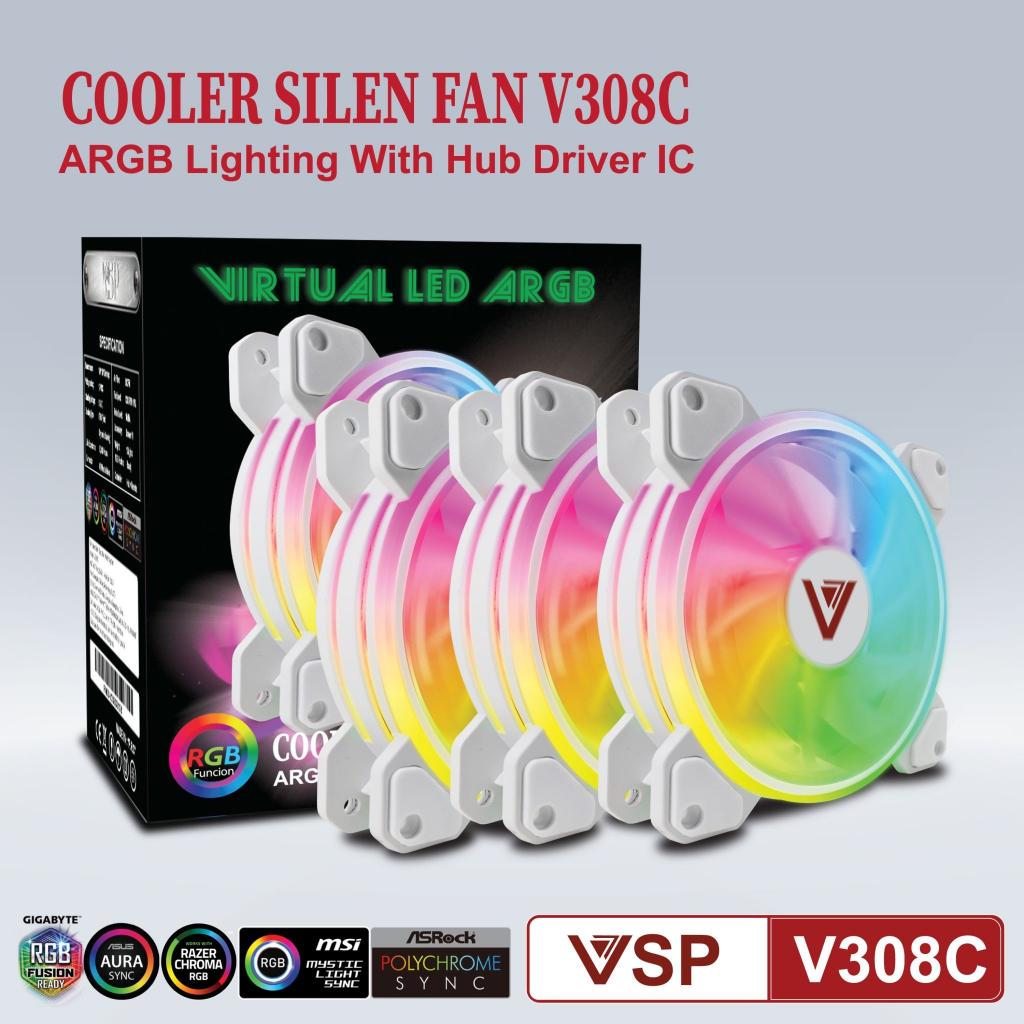 Bộ Kit Fan (Led RGB) - V308C (3fan + 1 điều khiển)