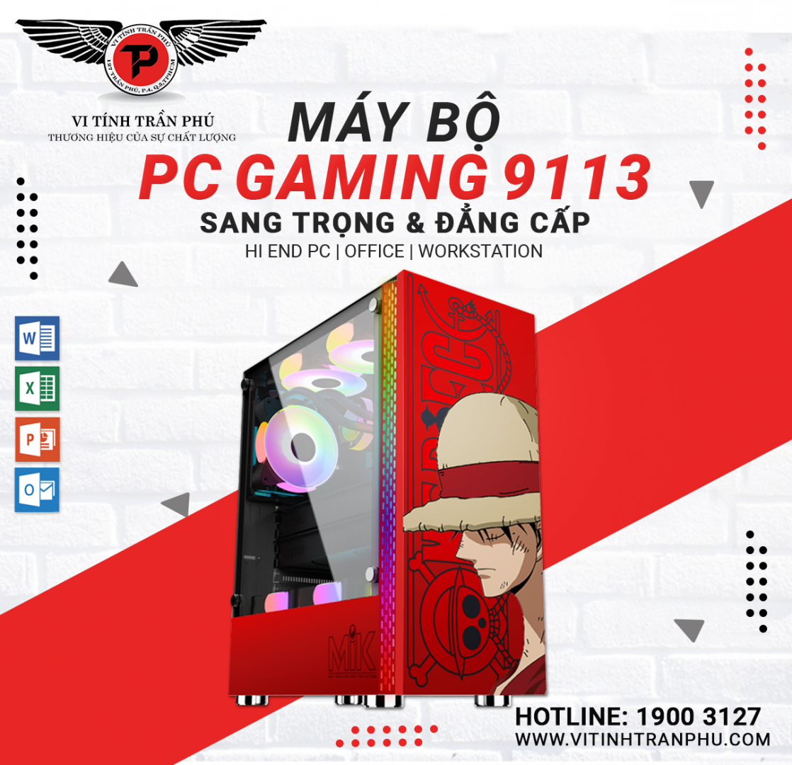MÁY BỘ PC GAMING 9113: I5 10400F/MAIN B460/8G/SSD128G/GT730 2GB/400W
