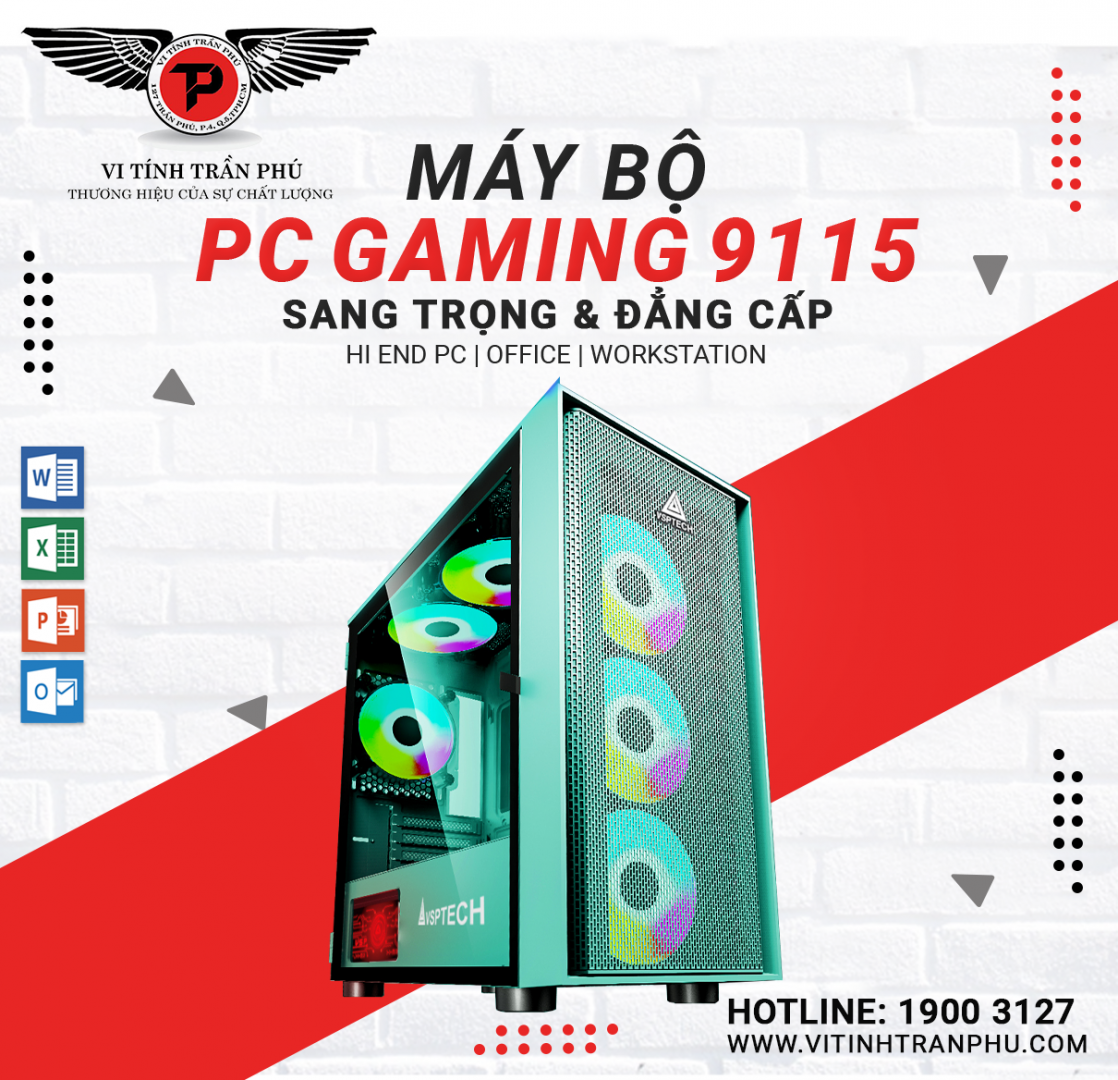 MÁY BỘ PC GAMING 9115 : I5 10400F/MAINB460/16G/SSD256G/RTX3060 12G/650W