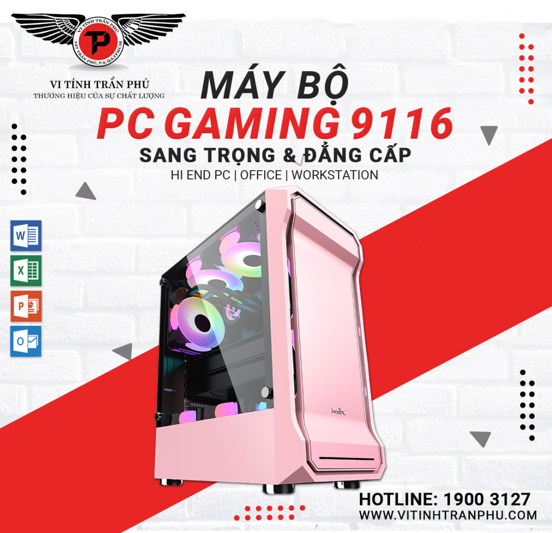 MÁY BỘ PC GAMING 9116 : I5 11400F/MAINB560/8G/RX550 4G/SSD128GB/400W