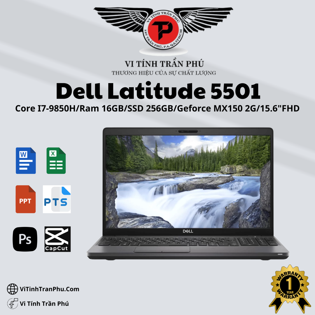 Dell Latitude 5501 (Core i7 9850H, 16G, 256G, Geforce MX150 2G, 15.6 inch, FHD)