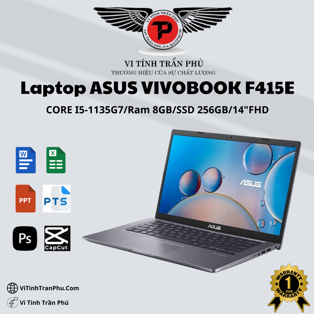 Laptop Asus VivoBook F415E - Core i5 1135G7/ Ram 8GB/ SSD Nvme 256GB - New Box 