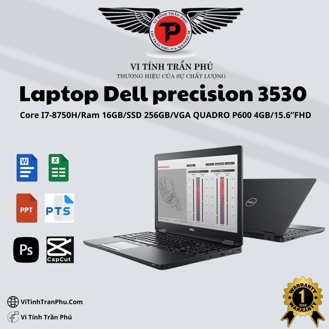 Laptop Dell Precision 3530 - Core i7 8750H /16Gb /256G /15.6”FHD /VGA QUADRO P600 4GB