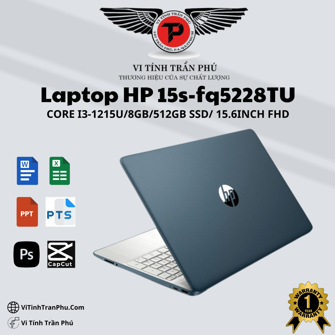 Laptop HP 15s fq5228TU 8U240PA (i3 1215U/ 8GB/ 512GB SSD/15.6 inch FHD/Win11/ Blue)