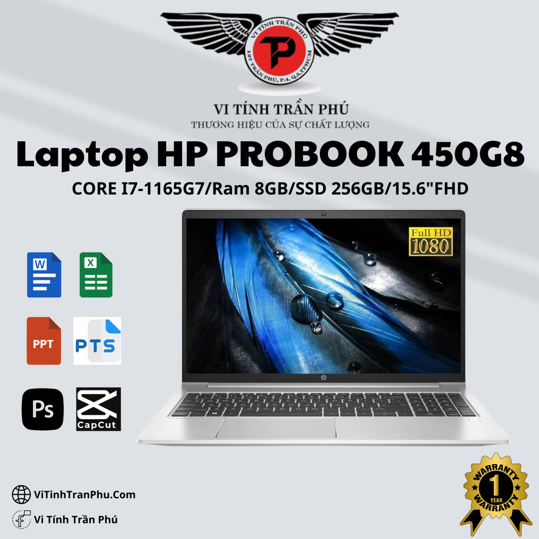Laptop HP Probook 450 G8 Core i7-1165G7 / 8GB/ Nvme 256GB/ 15.6