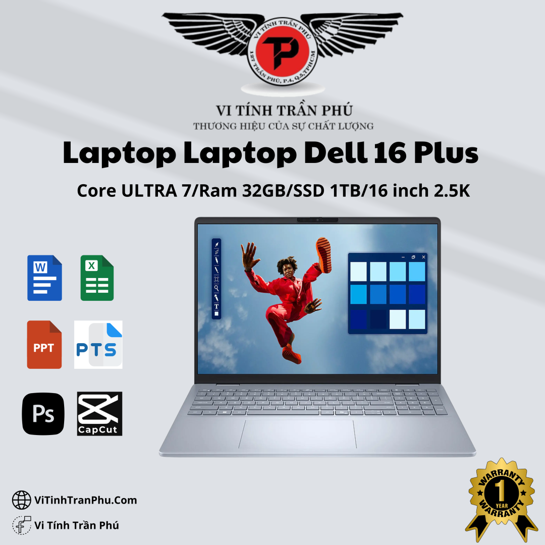 Laptop Dell 16 PLUS DB16250 CORE ULTRA 7 32GB 1TB 16