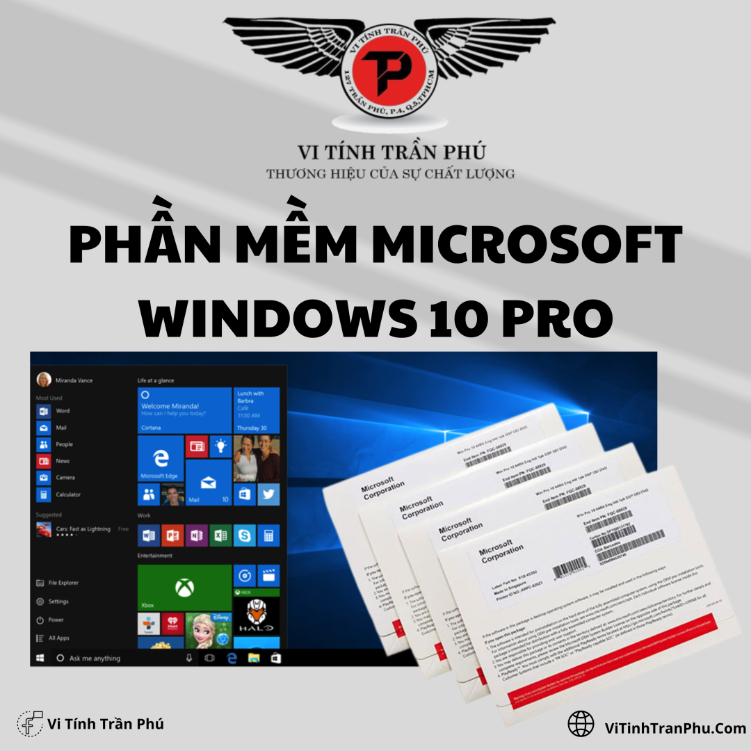 Phần Mềm Microsoft Windows 10 Pro 64bit English 1PK DSP OEI DVD