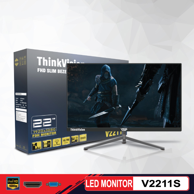 Màn hình LED ThinkVision 22inch V2211S FullHD 75Hz New 100% FullBox