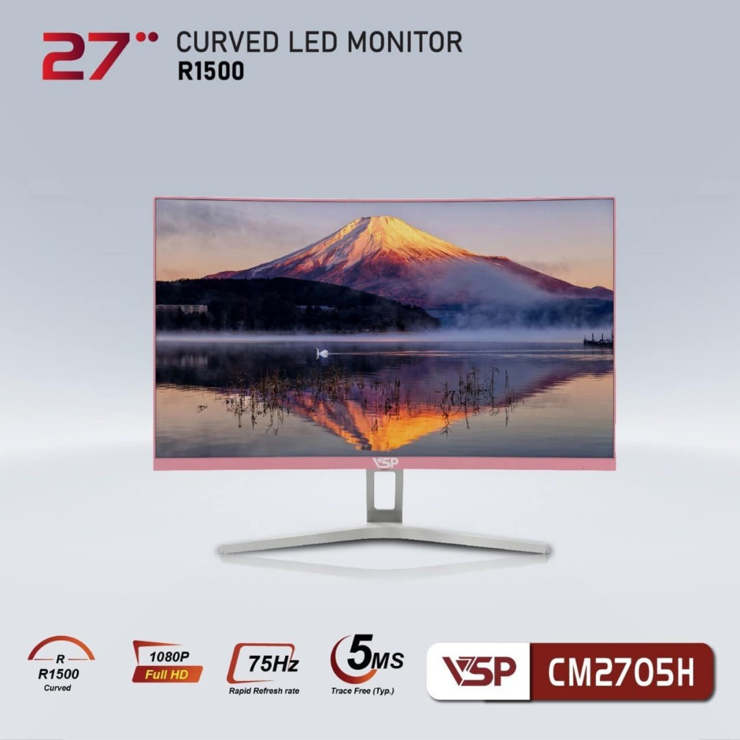 Monitor Led Cong Màn hình cong VSP Thinking monitor 27inch -CM2705H / Trắng - Hồng