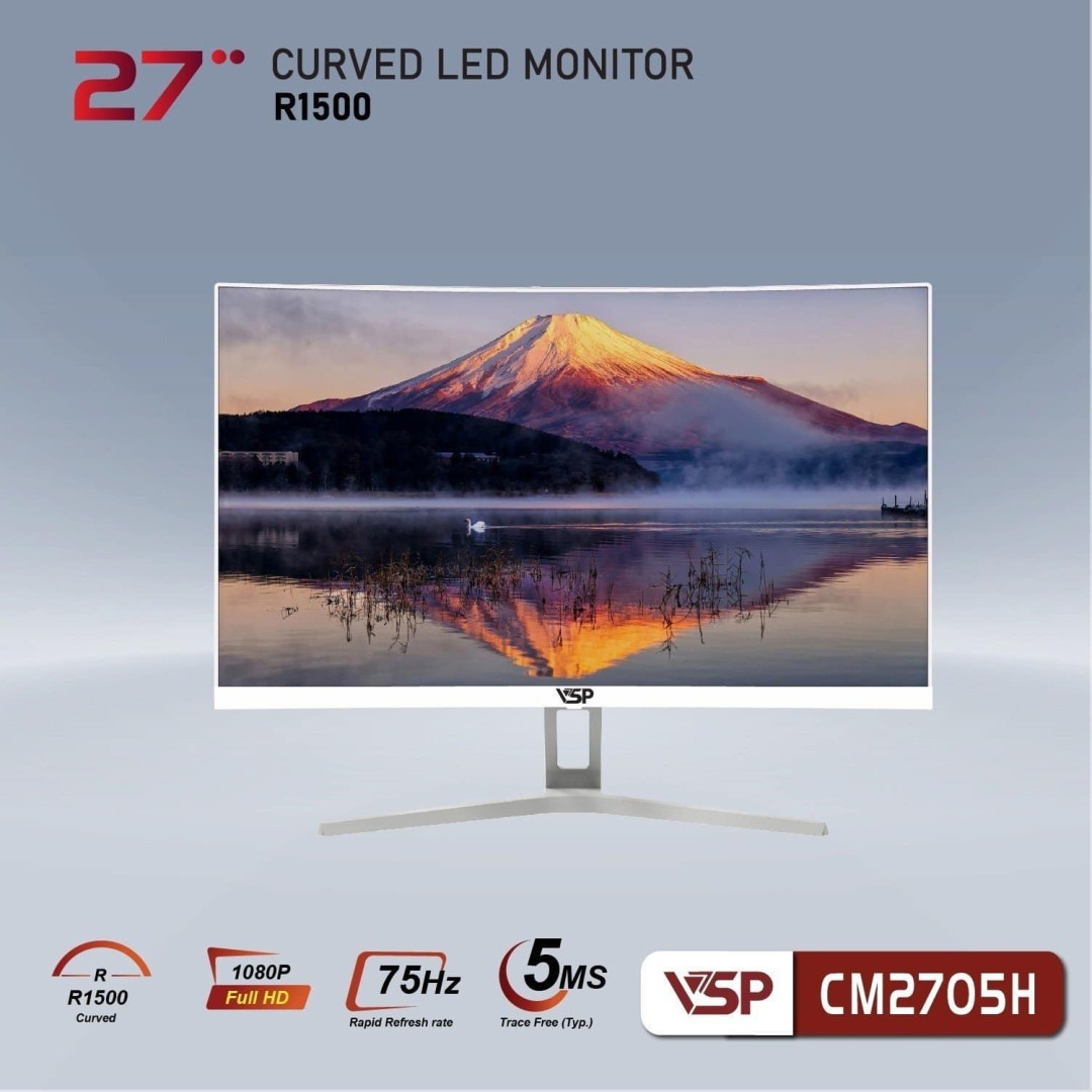 Monitor Led Cong Màn hình cong VSP Thinking monitor 27inch -CM2705H / Trắng - Hồng