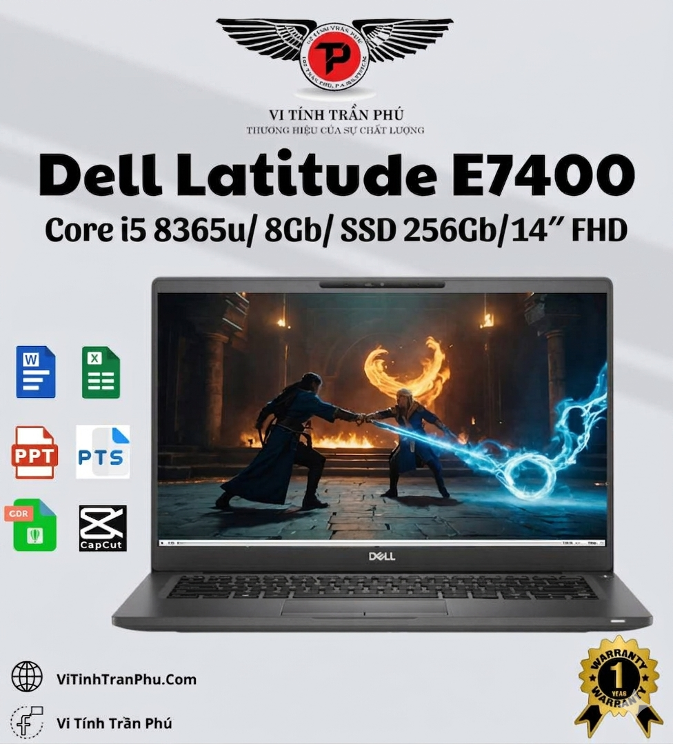 Laptop Dell Latitude E7400 - i5 8350U/ 8GB/ Nvme 256GB/ 14