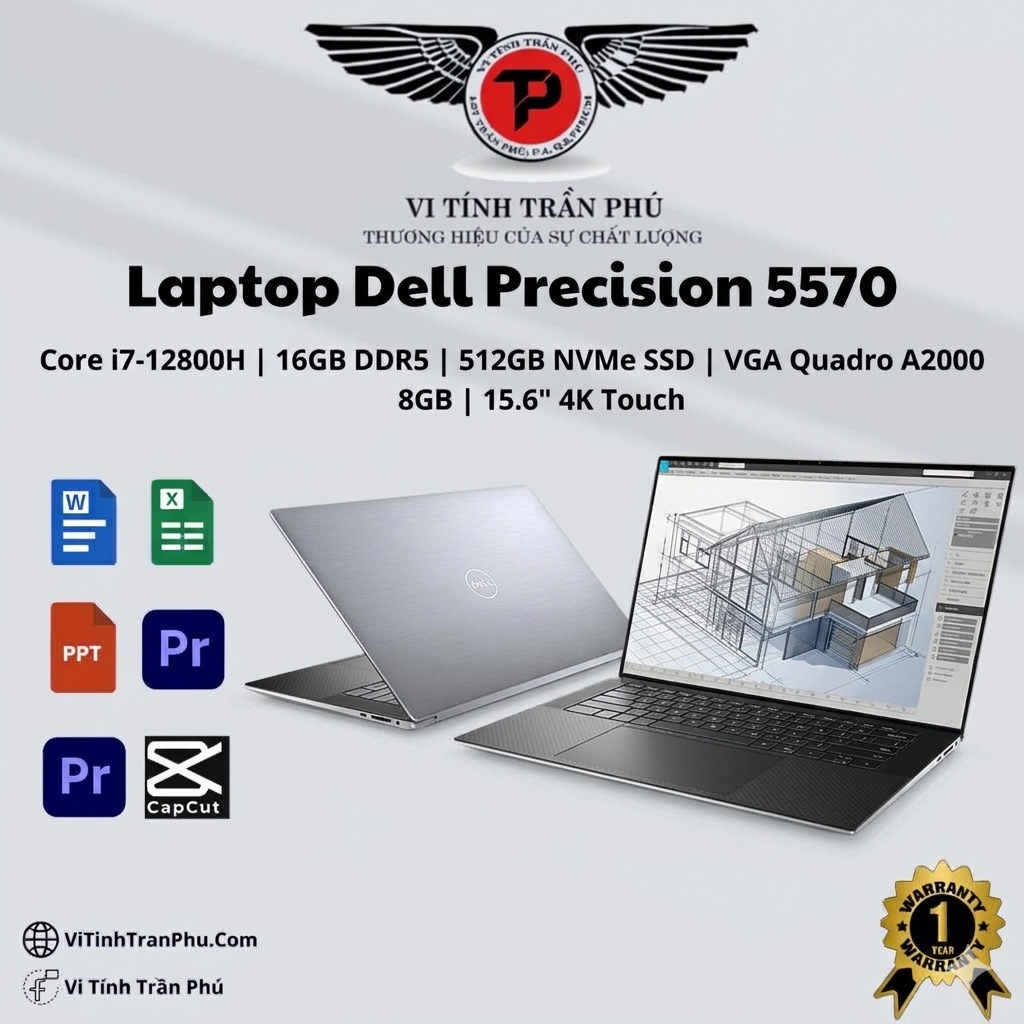 Dell Precision 5570 - Core i7 12800h/ 16Gb DDR5/ Nvme 512gb/ 15.6” 4k Touch/ Vga Quadro A2000 8gb