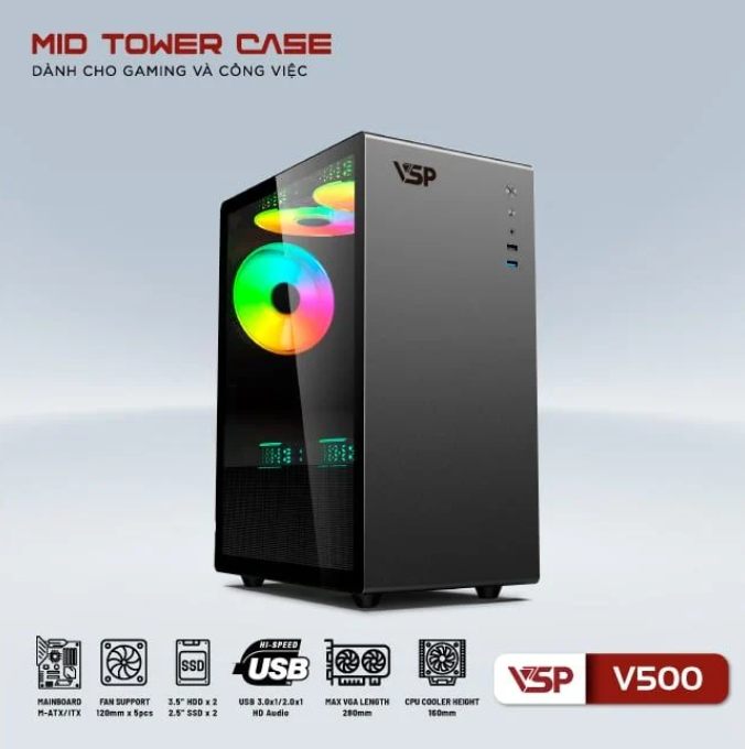 Thùng máy Case VSP V500 - Đen