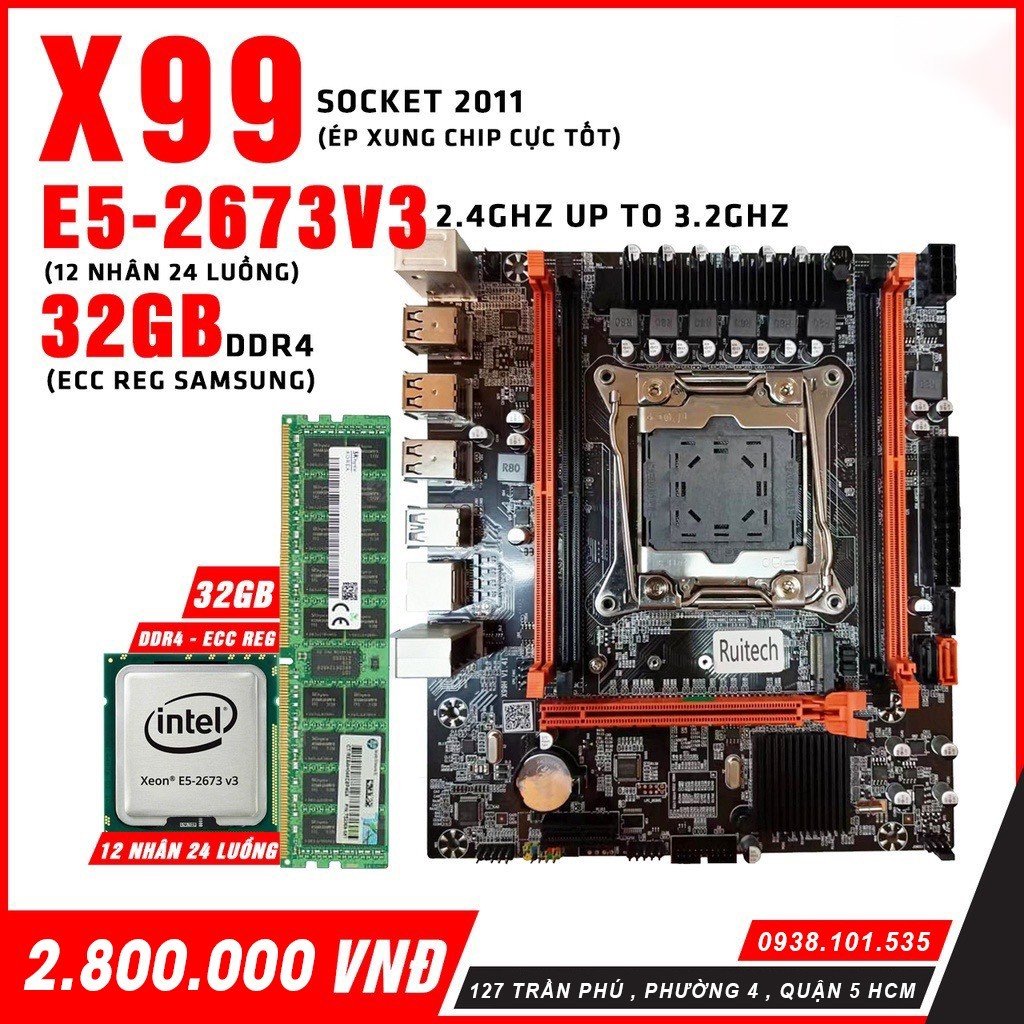 COMBO 2 - Main Server X99 Chạy (CPU E5 2673V3 - Ram 32Gb D4)