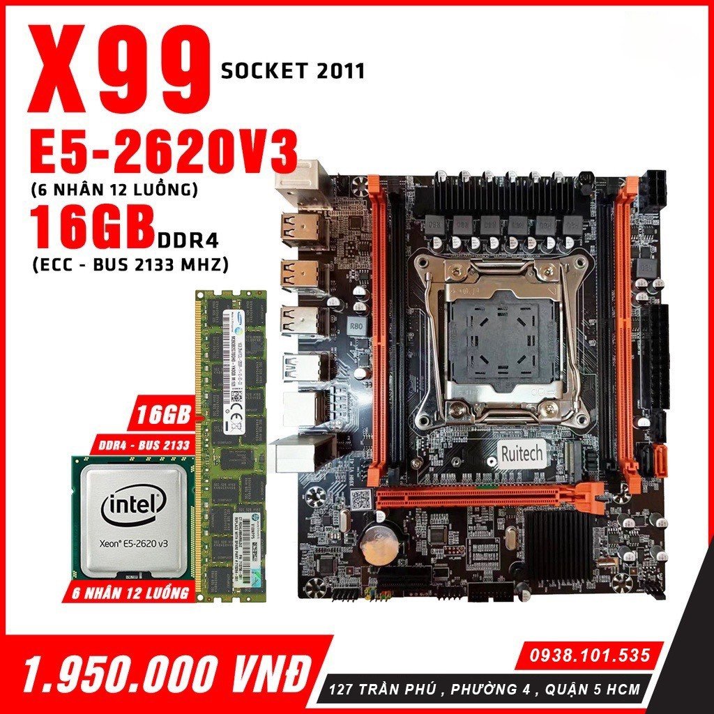 COMBO1 - Main Server X99 Chạy (CPU E5 2620V3 - Ram 16Gb D4)